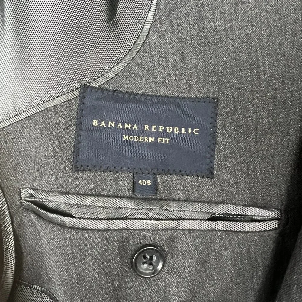 Banana Republic Blazer Jacket Mens 40S Gray Lanificio Wool Modern Fit Sport Coat